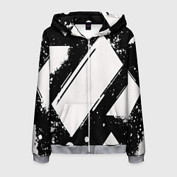 Толстовка 3D на молнии мужская Color black white, цвет: 3D-меланж