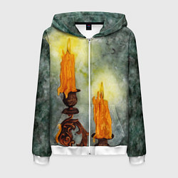 Мужская толстовка на молнии Две горящие свечи в темноте