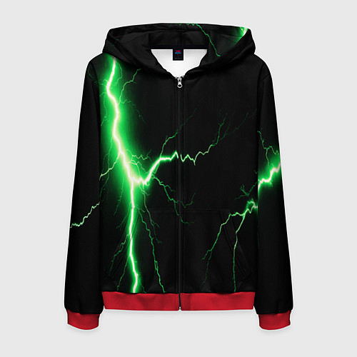 Мужская толстовка на молнии Lightning green / 3D-Красный – фото 1