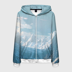 Мужская толстовка на молнии Снежный горный хребет светло-голубой