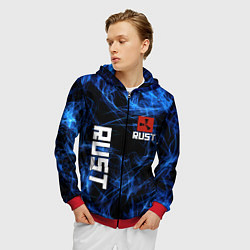 Толстовка 3D на молнии мужская Rust молнии, цвет: 3D-красный — фото 2