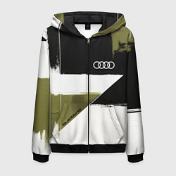 Толстовка 3D на молнии мужская Ауди логотип, цвет: 3D-черный