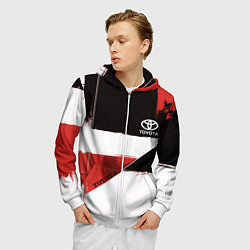 Толстовка 3D на молнии мужская Toyota логотип, цвет: 3D-белый — фото 2
