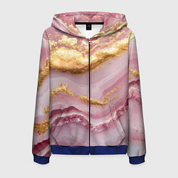 Толстовка 3D на молнии мужская Золотая объемная текстура на розовом, цвет: 3D-синий
