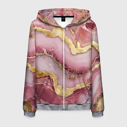 Толстовка 3D на молнии мужская Объемная текстура розовая с золотом, цвет: 3D-меланж