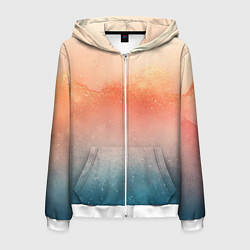 Толстовка 3D на молнии мужская Персиковый градиент текстура, цвет: 3D-белый