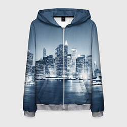Толстовка 3D на молнии мужская New York город, цвет: 3D-меланж