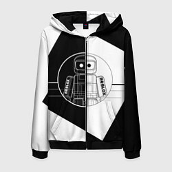 Толстовка 3D на молнии мужская Роблокс робот, цвет: 3D-черный