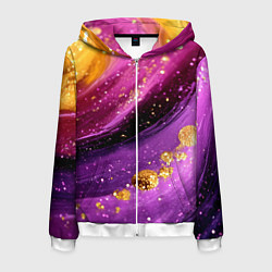 Толстовка 3D на молнии мужская Текстура с блеском, цвет: 3D-белый