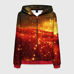 Толстовка 3D на молнии мужская Красно-желтая блестящая текстура, цвет: 3D-красный