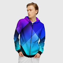 Толстовка 3D на молнии мужская Color blue, цвет: 3D-черный — фото 2