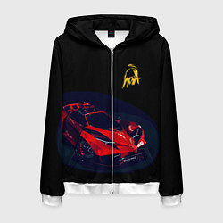 Толстовка 3D на молнии мужская Lamborghini Diverso - motorsport, цвет: 3D-белый