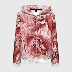 Толстовка 3D на молнии мужская Черепа лошадей - эскиз, цвет: 3D-белый