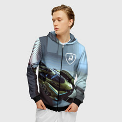 Толстовка 3D на молнии мужская Lamborghini - motorsport extreme, цвет: 3D-черный — фото 2