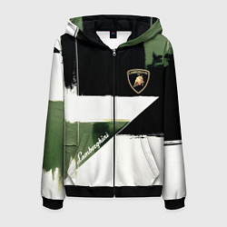 Толстовка 3D на молнии мужская Ламборджини логотип, цвет: 3D-черный