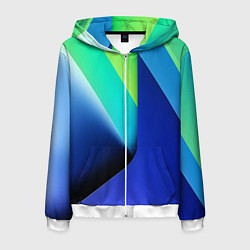 Толстовка 3D на молнии мужская Color blue green, цвет: 3D-белый