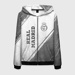 Толстовка 3D на молнии мужская Real Madrid - white gradient вертикально, цвет: 3D-черный