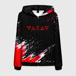 Толстовка 3D на молнии мужская Ведьмак текстура краски, цвет: 3D-черный