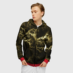 Толстовка 3D на молнии мужская Lightning yellow, цвет: 3D-красный — фото 2