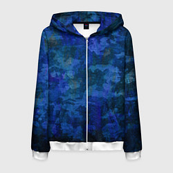 Толстовка 3D на молнии мужская Абстракция - blue uniform camouflage, цвет: 3D-белый
