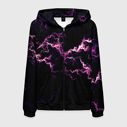 Толстовка 3D на молнии мужская Lightning pink glow, цвет: 3D-черный