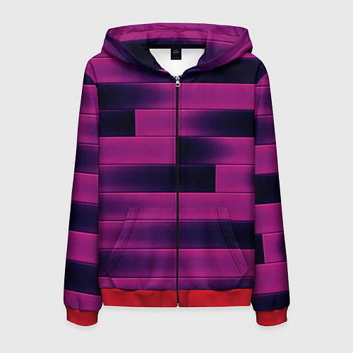 Мужская толстовка на молнии Color pink square / 3D-Красный – фото 1