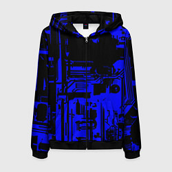 Мужская толстовка на молнии Чёрный и синий ультрамарин абстракция