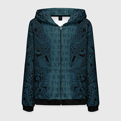 Мужская толстовка на молнии Руны и скандинавская татуировка Одина