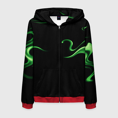 Мужская толстовка на молнии The color is light green abstraction / 3D-Красный – фото 1