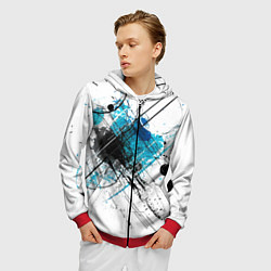 Толстовка 3D на молнии мужская Абстракция цвета, цвет: 3D-красный — фото 2