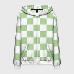 Толстовка 3D на молнии мужская Квадраты зелёные, цвет: 3D-белый