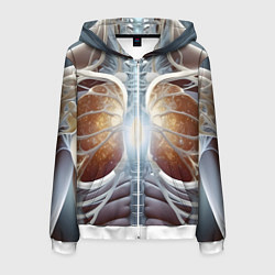 Толстовка 3D на молнии мужская Рентген и скелет, цвет: 3D-белый