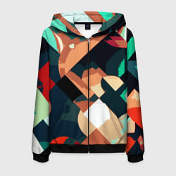 Мужская толстовка на молнии Сине-бежевый абстракция