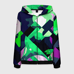 Мужская толстовка на молнии Сине-зелёный геометричная абстракция