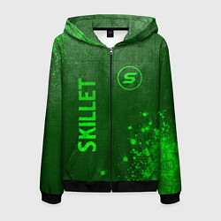 Толстовка 3D на молнии мужская Skillet - green gradient вертикально, цвет: 3D-черный