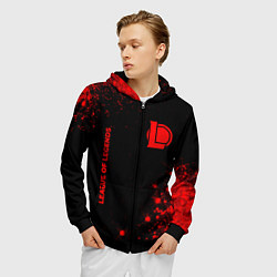 Толстовка 3D на молнии мужская League of Legends - red gradient вертикально, цвет: 3D-черный — фото 2