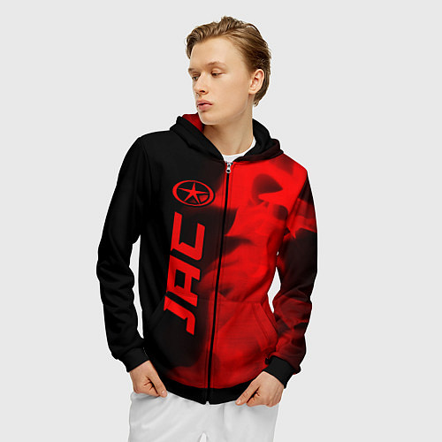 Мужская толстовка на молнии JAC - red gradient по-вертикали / 3D-Черный – фото 3