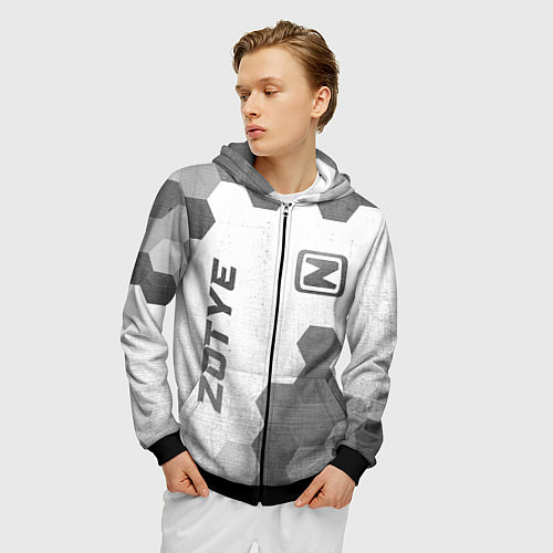 Мужская толстовка на молнии Zotye - white gradient вертикально / 3D-Черный – фото 3