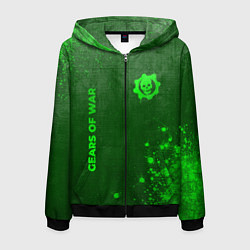 Толстовка 3D на молнии мужская Gears of War - green gradient вертикально, цвет: 3D-черный