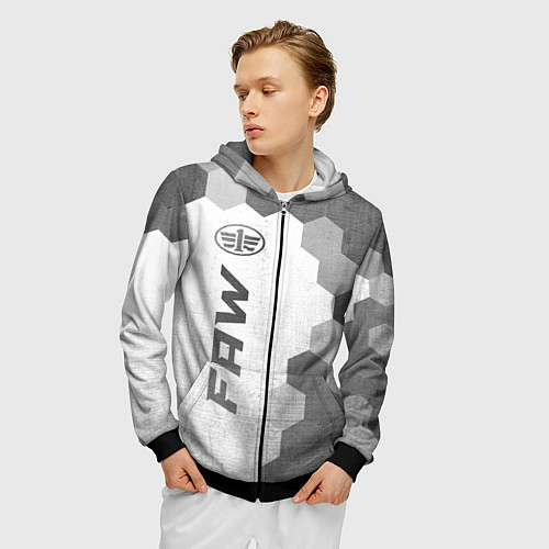 Мужская толстовка на молнии FAW - white gradient по-вертикали / 3D-Черный – фото 3