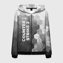 Толстовка 3D на молнии мужская Counter Strike 2 - grey gradient по-вертикали, цвет: 3D-черный
