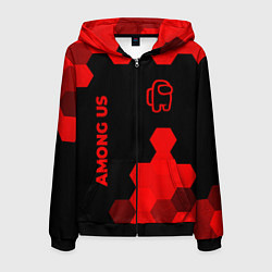 Толстовка 3D на молнии мужская Among Us - red gradient вертикально, цвет: 3D-черный
