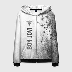 Толстовка 3D на молнии мужская Bon Jovi - white gradient по-вертикали, цвет: 3D-черный