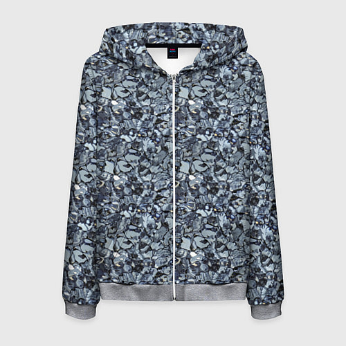 Мужская толстовка на молнии Серо-голубой мелкий камень текстура / 3D-Меланж – фото 1