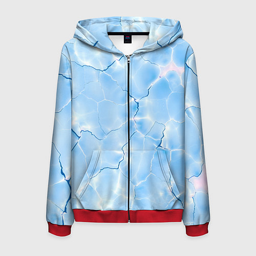 Мужская толстовка на молнии Прозрачная голубая вода / 3D-Красный – фото 1