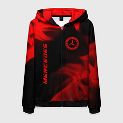 Мужская толстовка на молнии Mercedes - red gradient вертикально