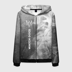 Толстовка 3D на молнии мужская Watch Dogs - grey gradient по-вертикали, цвет: 3D-черный