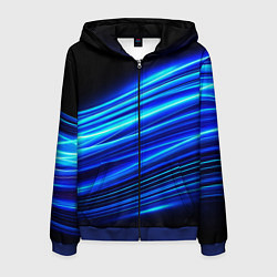 Мужская толстовка на молнии Синие неоновые линии краски