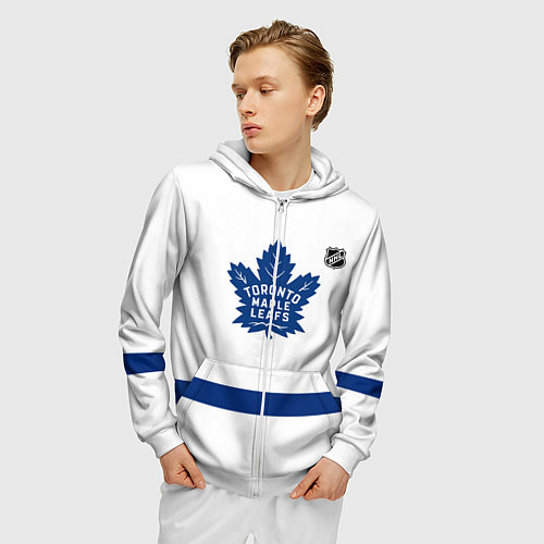 Мужская толстовка на молнии Торонто Мейпл Лифс - хоккейная команда / 3D-Белый – фото 3