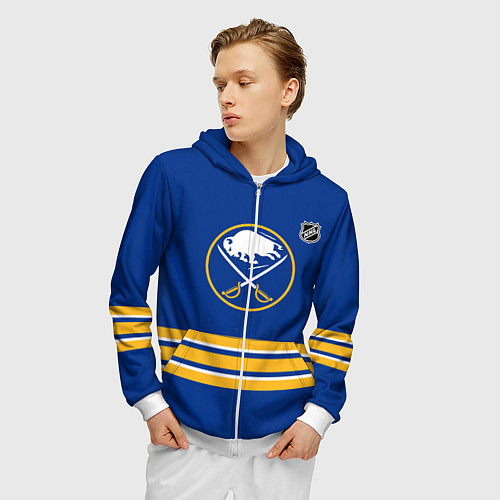 Мужская толстовка на молнии Баффало Сейбрз хоккей / 3D-Белый – фото 3